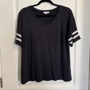 V-Neck Top With Strips On Sleeves SUPER SOFT